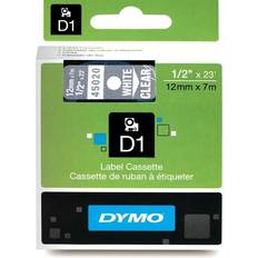 Dymo Label Cassette D1 White on Clear 1.2cmx7m