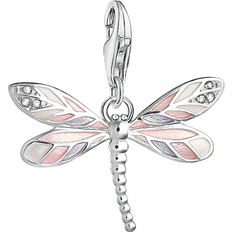 Beige Jewellery Thomas Sabo Charm Club Dragonfly Charm Pendant - Silver/Pink/Beige/White