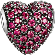 Thomas Sabo Red Pavé Heart Bead Charm - Silver/Red