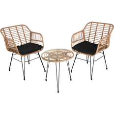 Beige Bistro Sets tectake Molfetta Bistro Set, 1 Table incl. 2 Chairs