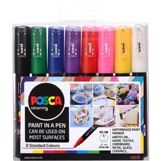 Green Markers Uni Posca PC-1M Extra Fine Standard Colours 8-pack