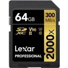 SDHC Memory Cards & USB Flash Drives LEXAR Professional SDXC Class 10 UHS-II U3 V90 2000x 300/260MB/s 64GB