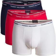 Men - Red Clothing Tommy Hilfiger Stretch Cotton Trunks 3-Pack - White/Tango Red/Peacoat