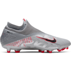 Leather - Multi Ground (MG) Football Shoes Nike Phantom Vision 2 Academy Dynamic Fit MG - Metallic Bomber Grey/Particle Grey/Laser Crimson/Black