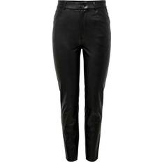 Leather Imitation Trousers Only Emily Faux Leather Trousers - Black/Black