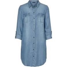 Blue - Shirt Dresses Vero Moda Shirt Midi Dress - Blue/Light Blue Denim