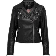 Only Gemma Biker Faux Leather Jacket - Black