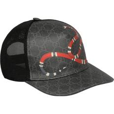 Gucci Women Headgear Gucci Kingsnake Print GG Supreme Baseball Hat - Black/Grey