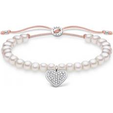 Beige - Women Bracelets Thomas Sabo Heart Pearl Bracelet - Silver/Pearls/White