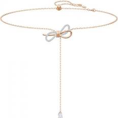 Metal Necklaces Swarovski Lifelong Bow Y Necklace - Rose Gold/Silver/White