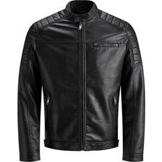 Polyester Jackets Jack & Jones Imitation Leather Jacket - Black