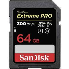 64 GB - USB 3.0/3.1 (Gen 1) Memory Cards & USB Flash Drives SanDisk Extreme Pro SDXC Class 10 UHS-II U3 ​​V90 300/260MB/s 64GB