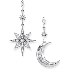 Nickel Free Earrings Thomas Sabo Royalty Star & Moon Earrings - Silver/Transparent