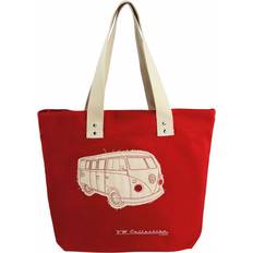 Red Fabric Tote Bags VW Collection T1 Bus Shopper Bag - Red