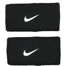 Black Wristbands Nike Swoosh Doublewide Wristband - Black/White