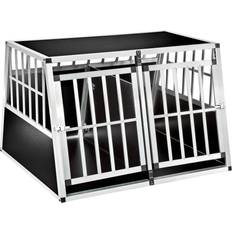 tectake Dog Cage Double with Sloping Back with Partition 104x69cm