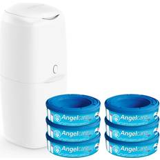 White Diaper Pails Angelcare Nappy Disposal System Value Pack with 6 Refill Cassettes