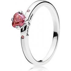 Red Rings Pandora Sparkling Heart Ring - Silver/Red
