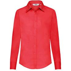 Fruit of the Loom Women's Poplin Long Sleeve Shirt - Red