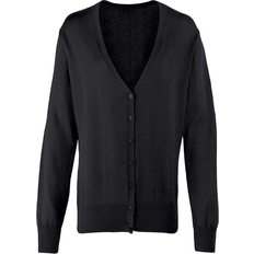 V-Neck Cardigans Premier Button Through Long Sleeve V-Neck Knitted Cardigan - Black