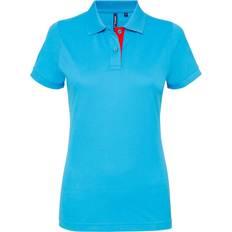 ASQUITH & FOX Short Sleeve Contrast Polo Shirt - Turquoise/ Red