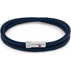 Blue - Men Bracelets Tommy Hilfiger Double Wrap Bracelet - Blue/Silver