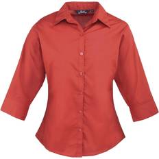 Premier Women's Poplin Three-Quarter Sleeve Blouse - Red