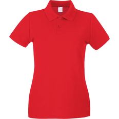 Universal Textiles Women's Fitted Short Sleeve Casual Polo Shirt - Bright Red