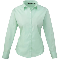 Turquoise Shirts Premier Women's Long Sleeve Poplin Blouse - Aqua