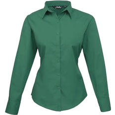 Premier Women's Long Sleeve Poplin Blouse - Emerald