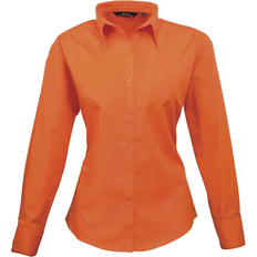 Premier Women's Long Sleeve Poplin Blouse - Orange