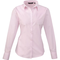 Polyester Shirts Premier Women's Long Sleeve Poplin Blouse - Pink