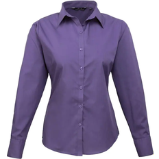 Premier Women's Long Sleeve Poplin Blouse - Purple