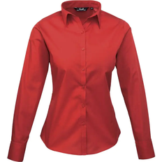 Premier Women's Long Sleeve Poplin Blouse - Red