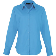 Turquoise Shirts Premier Women's Long Sleeve Poplin Blouse - Sapphire