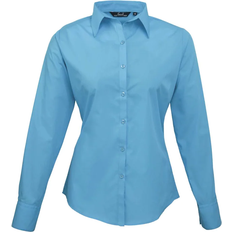 Premier Women's Long Sleeve Poplin Blouse - Turquoise
