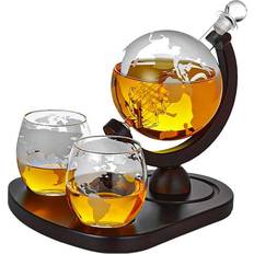 Glass Whiskey Carafes MikaMax Deluxe Globe Decanter Set Whiskey Carafe 4pcs 0.85L