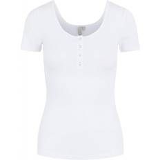 Pieces Kitte Ribbed Short Sleeved Top - Bright White