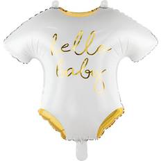 PartyDeco Foil Ballons Baby Romper Hello Baby White/Gold