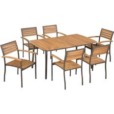 Stackable Patio Dining Sets Garden & Outdoor Furniture vidaXL 44231 Patio Dining Set, 1 Table incl. 6 Chairs