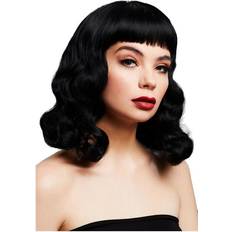 50's Wigs Smiffys Fever Bettie Wig with Short Fringe Black