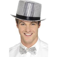 Carnival Headgear Smiffys Sequin Top Hat Silver