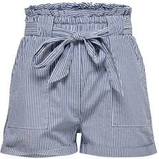 Ruffles Trousers & Shorts Only Smilla Paperbag Shorts - Blue/Medium Blue Denim