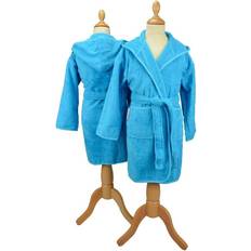 A&R Towels Kid's Hooded Bathrobe - Aqua Blue