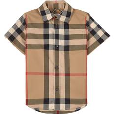 Beige Shirts Children's Clothing Burberry SS Check Stretch Cotton Shirt - Archive Beige