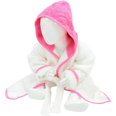 A&R Towels Baby/Toddler Babiezz Hooded Bathrobe - White/Pink