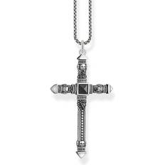 Thomas Sabo Rebel At Heart Cross Necklace - Silver/Black
