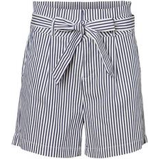 Vero Moda Eva Paperbag Cot Shorts - Snow White/Stripes Navy Blazer
