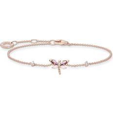 Adjustable Size Bracelets Thomas Sabo Charm Club Dragonfly Bracelet - Rose Gold/Transparent/Violet