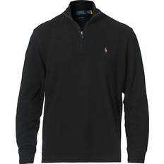 L - Men Jumpers Polo Ralph Lauren Double Knit Jaquard Half Zip Sweater - Black